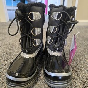 Girls, Black and Silver Winter Boots by Totes (Sz 12)